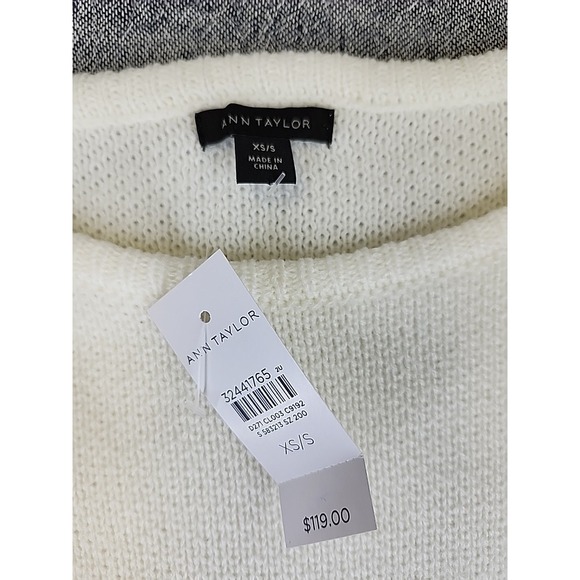 Ann Taylor Poncho Sweater Size XS/S Fair Isle White /Black Knit NWT $119 - Picture 4 of 8